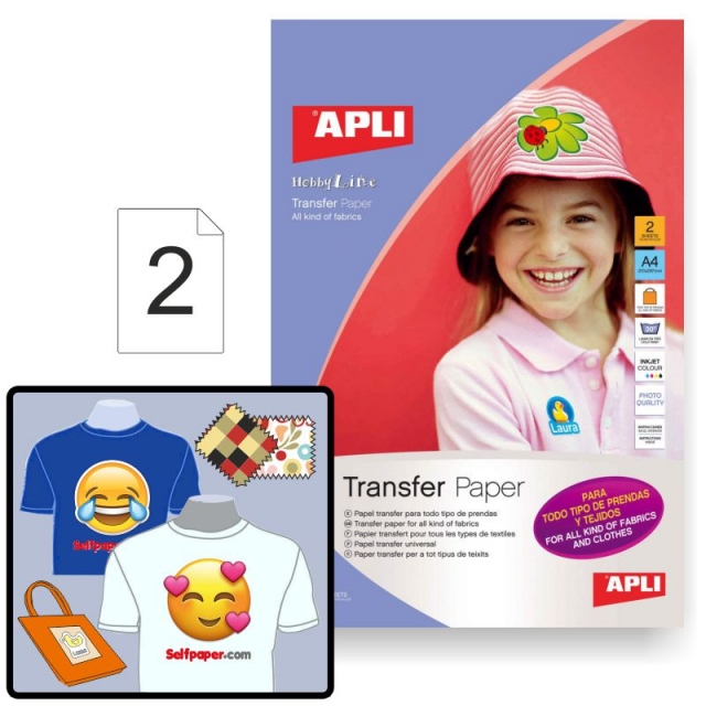 Comprar Apli 10955, Papel transfer prendas de todo tipo 2 hojas