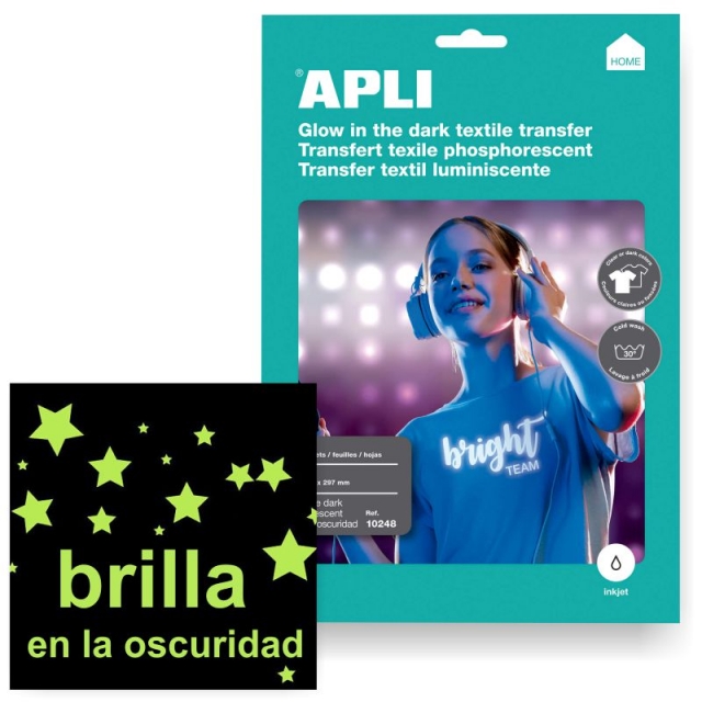 Comprar Papel transfer luminiscente brillo en oscuridad Apli