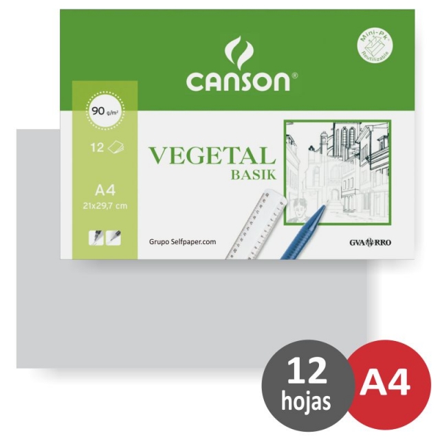 Comprar Hojas de papel vegetal A4 Canson, Minipack 12 hjs, 95 grs