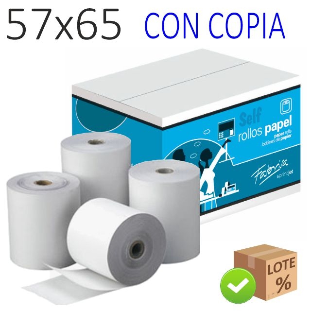 Comprar Papel registradora 57x65x12 con copia, duplicado, tickes