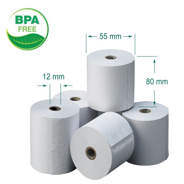 rollos de papel termico de 80x55x12 sin bpa