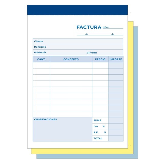 Comprar Talonario Liderpapel Facturas cuarto original con 2 Copias