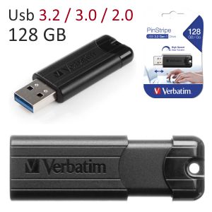 Memoria USB 3.2 de 128 Gigas Verbatim Pinstripe