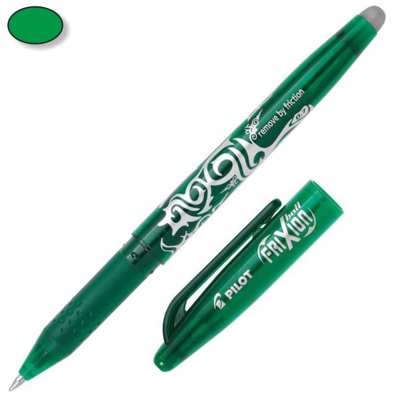 Boligrafo borrable color verde con goma de borrar 0.7 mm