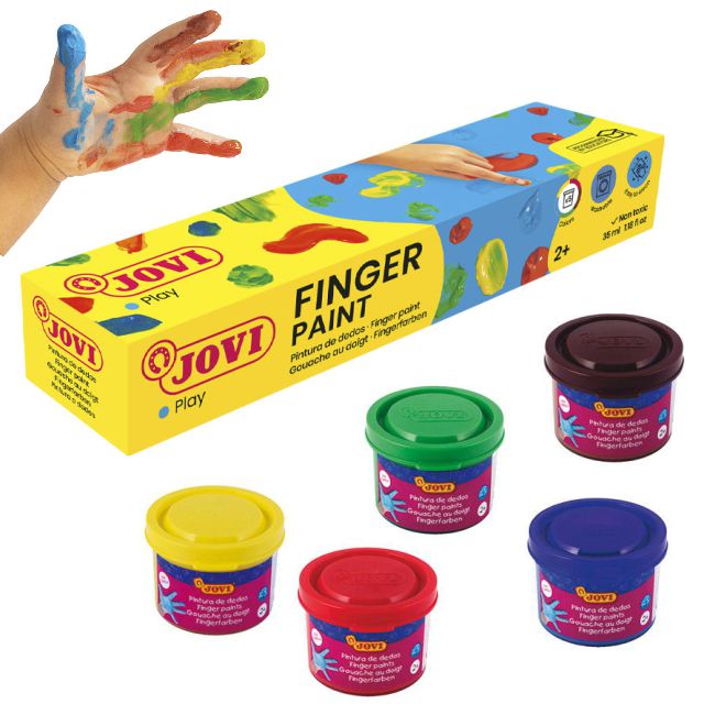 Comprar Témpera infantil pintura dedos Jovi caja 5 botes 35cc