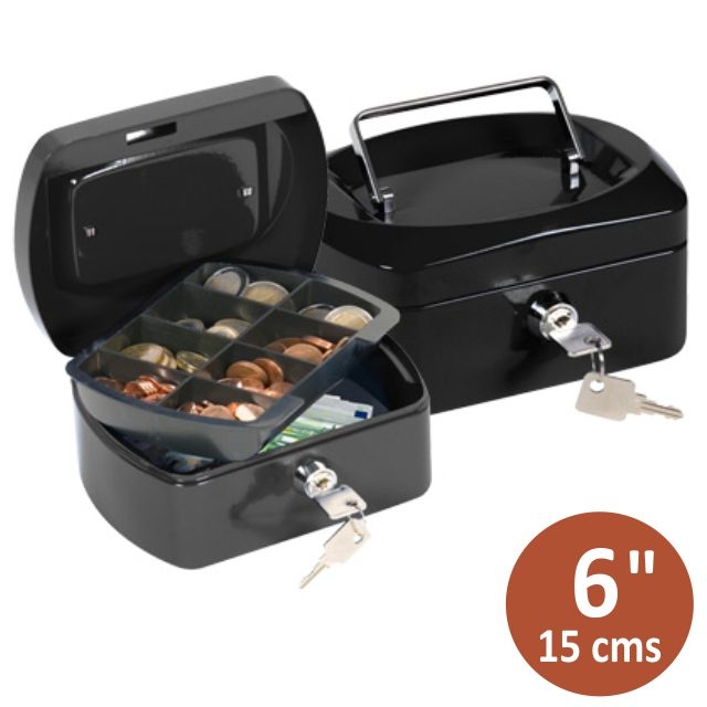 Caja caudales Q-connect 14,5- 370x290x110 mm con portamonedas y bandeja  para billetes KF04280 , negro