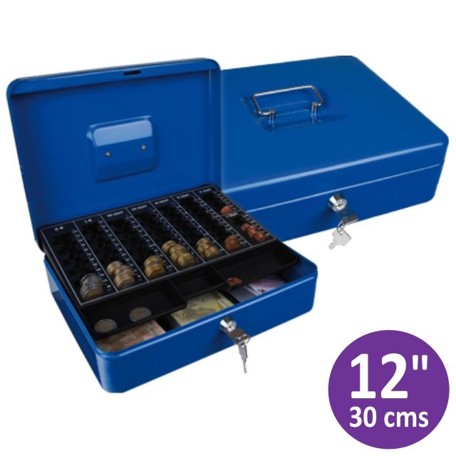Comprar Caja caudales grande azul, monedas, billetes