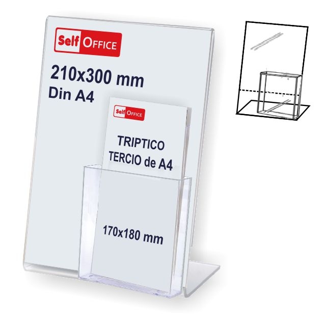 Comprar Expositor Sobremesa inclinado A4 + soporte folletos tercio