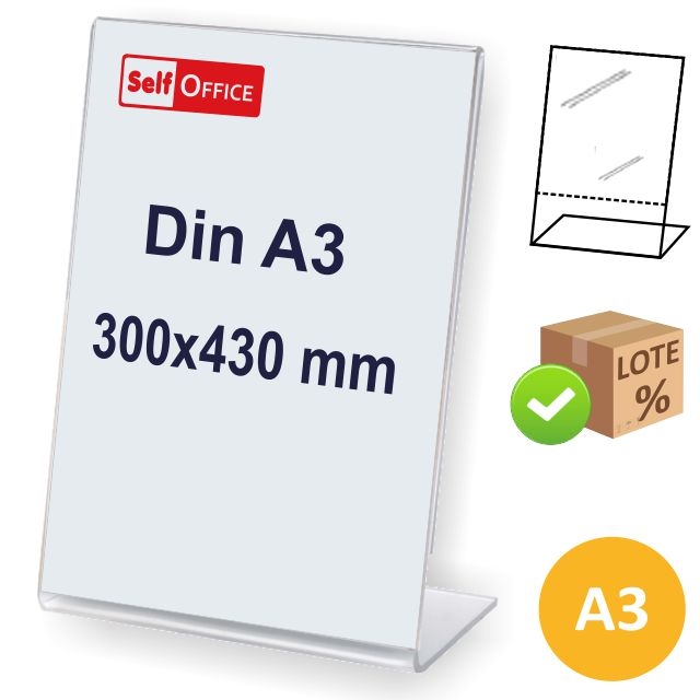 Comprar Portacarteles inclinado en L, Din A3, tipo metacrilato