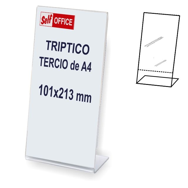 Comprar Soporte tipo metacrilato en L inclinado 1/3 de Din A4, Folio