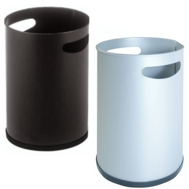 Comprar Papelera metálica con asas para oficina gris aluminio