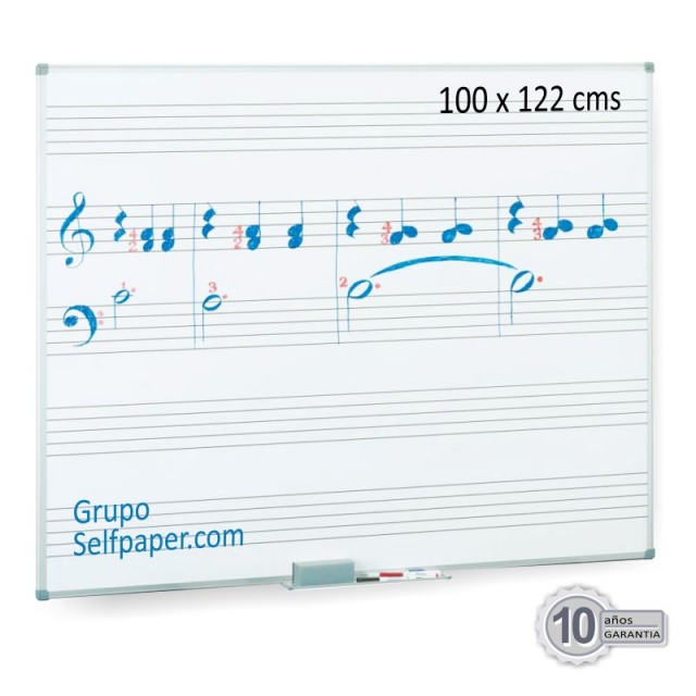 Comprar Pizarra blanca para musica con pentagramas 100x122cms