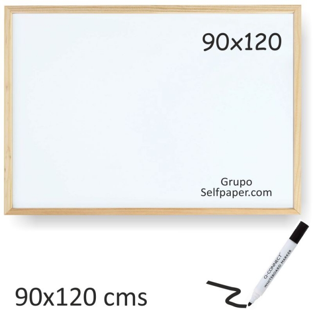 Comprar Pizarra blanca borrable grande 90x120 cms marco madera