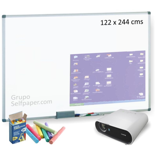 Comprar Pizarra blanca ultra mate proyeccin y tizas 122x244 mm