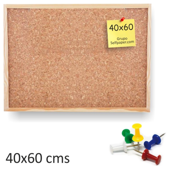Comprar Pizarra de corcho con marco de madera 40x60 cms - 2 caras
