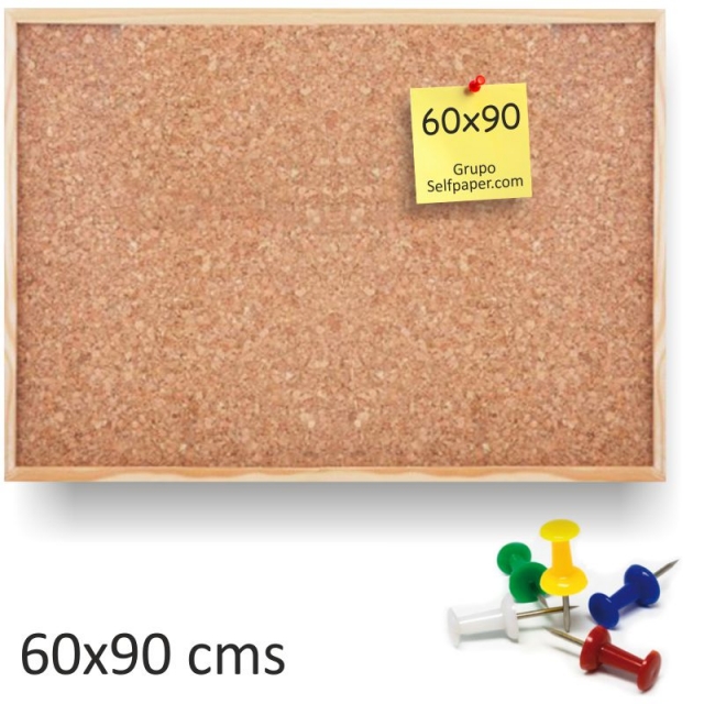 Comprar Tablero de corcho con marco madera 60x90 grande 2 caras