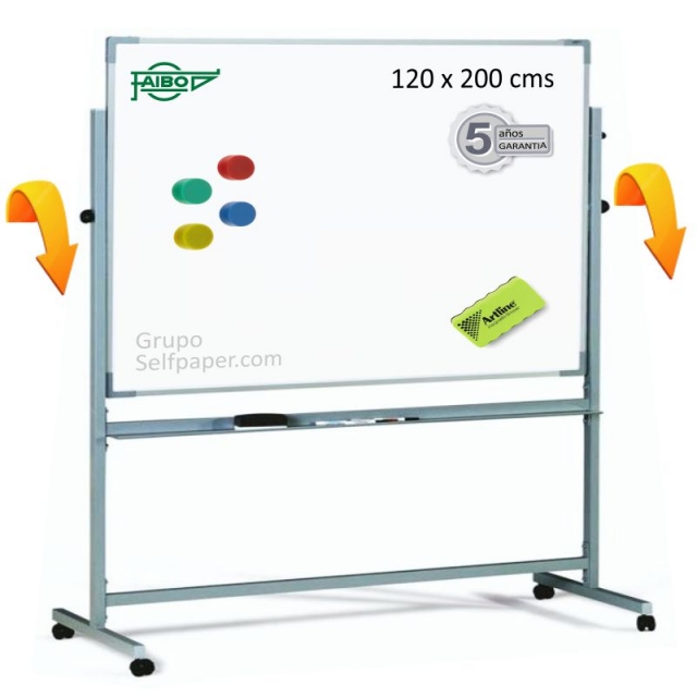 pizarra magnetica dos caras volteable 120x200