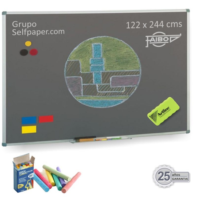 Comprar Pizarra Faibo, tizas, gris oscuro, acero vitrificado 122x244