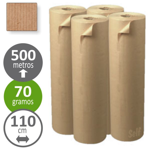 Rollo de papel Kraft para embalar 110 cms x 500 mts, 41 kgs