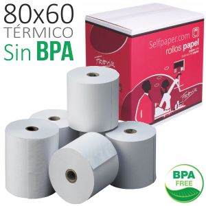 Rollos térmicos 80x60x12 papel impresora tickets Tpv Sin BPA
