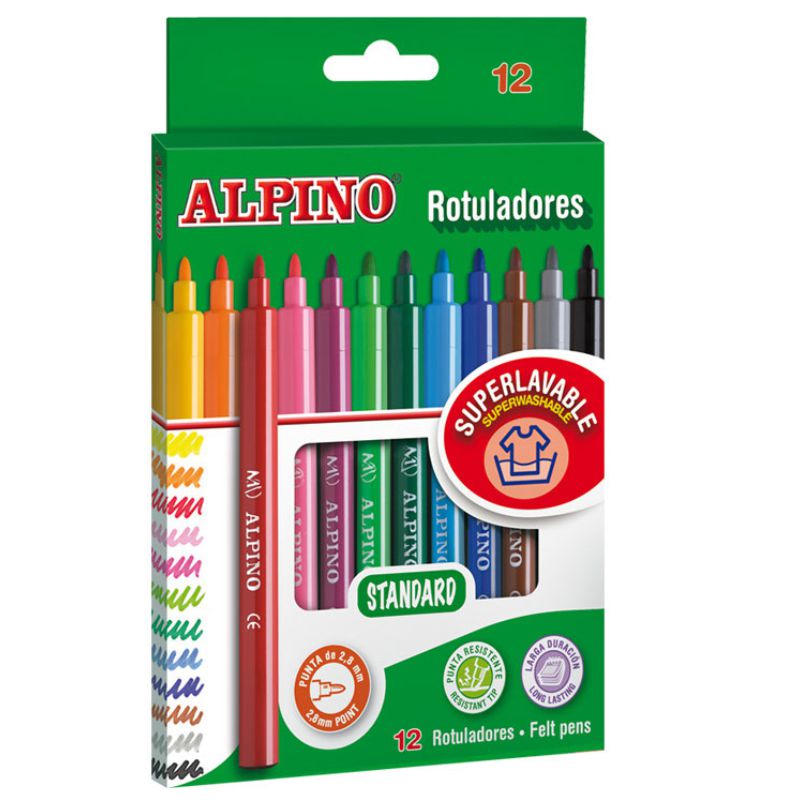 ROTULADORES ALPINO DOBLE PUNTA 12 COLORES - Oficoex. Tu papelería OnLine  desde Badajoz