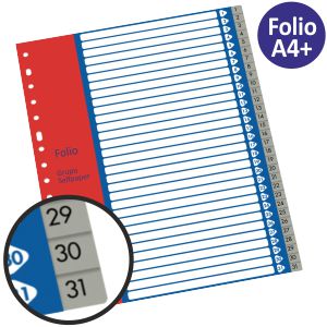 Indice separador numeros dias, 1 al 31, separador folio