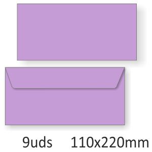 Sobres alargados color lila 110x220mm Pte.9