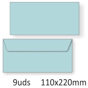 Sobres de color Azul clarito alargados, 110x220mm Pte.9 Azul