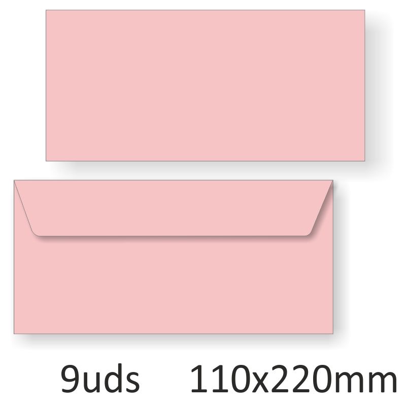 Comprar Sobres de color rosa americanos, alargados 110x220mm Pte. 9