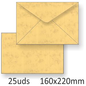 Sobres pergamino marmoleado Ocre 160x220mm paquete 25 u