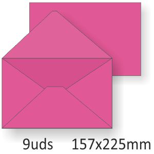 Sobres rosa fucsia cuadrados A5 cuartilla 157x225mm Pte. 9 u