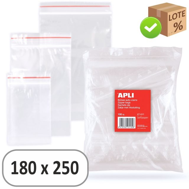 Comprar Bolsas minigrip autocierre Zip Apli 180x250 mm