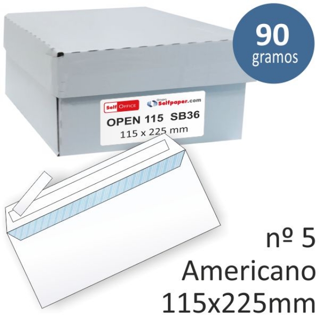 Comprar Sobres americanos, 115x225 mm, 90 grs econmicos