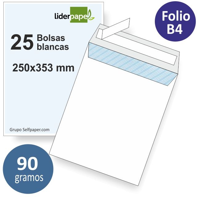Comprar Sobre Liderpapel Bolsa Nº 10 Blanco Folio Prolongado 250x353