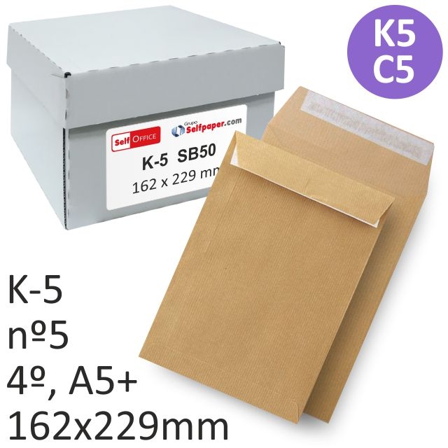 Comprar Sobres bolsas nº 5 Kraft Din C5 162x229 mm Caja 250 uds