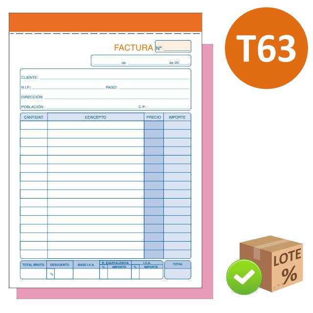 talonario t 63 facturas duplicado cuartilla 150x210mm mercamaterial facturas