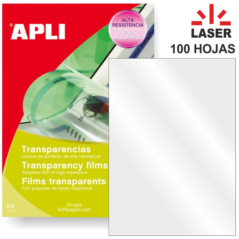 Comprar Transparencias impresora laser Apli Din A4 Caja 100 hojas