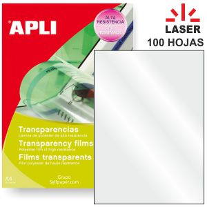 Transparencias impresora laser Apli Din A4 Caja 100 hojas