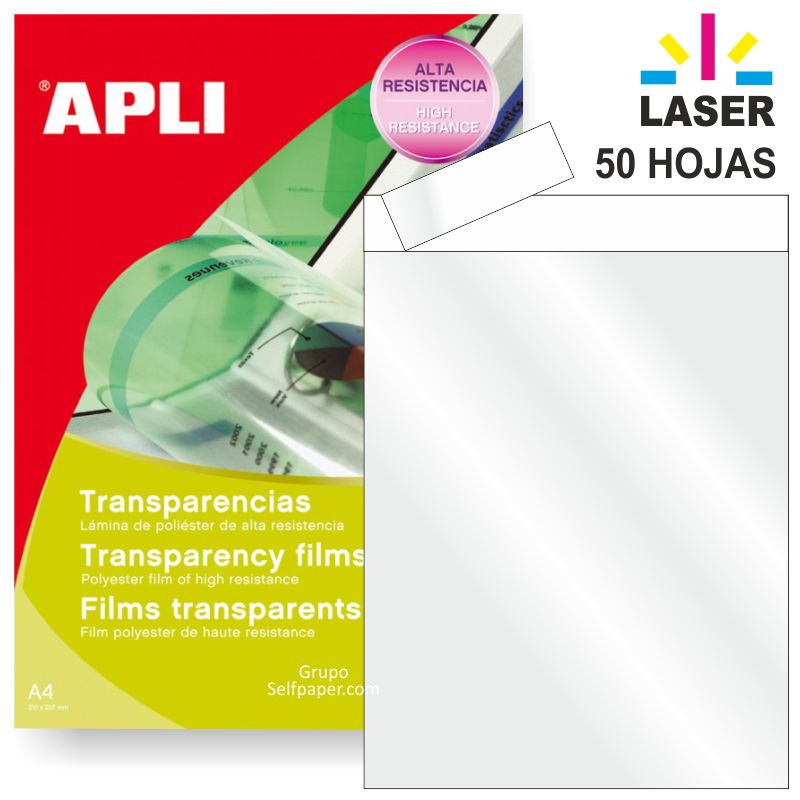 Comprar Transparencias impresoras laser Color Apli Caja 50 hojas