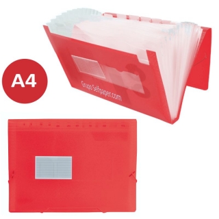 Carpeta clasificadora acorden plastico rojo traslcido  Liderpapel