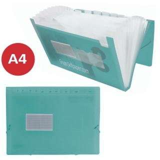 Carpeta clasificadora fuelle plastico verde traslcido  Liderpapel