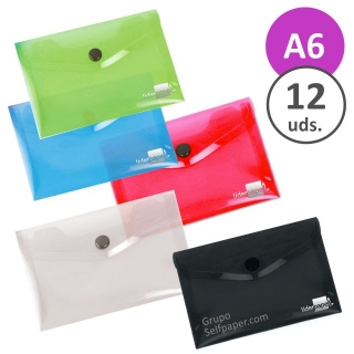 Pack 12 sobres plstico cierre broche  Liderpapel DS59