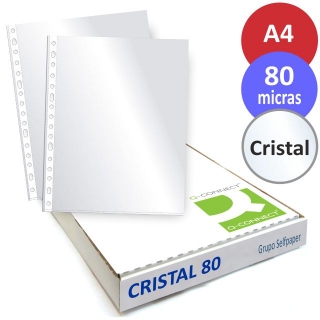 Fundas multitaladro Din A4, cristal, 80  Q-connect KF18088