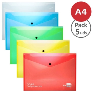 Sobres de plstico con broche, colores  Liderpapel DS51