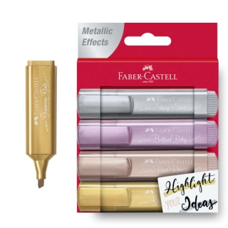 Marcadores fluorescentes metalizados. Paquete 4 colores  Faber-castell 254674