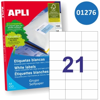 Etiquetas impresora Apli 01276, 70x42,4