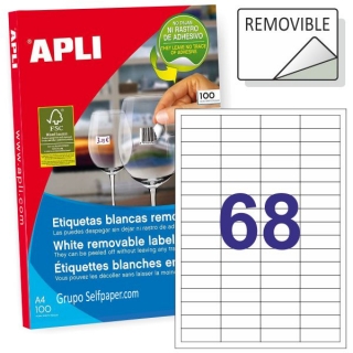 Etiquetas removibles Apli 03053, 100 hjs.