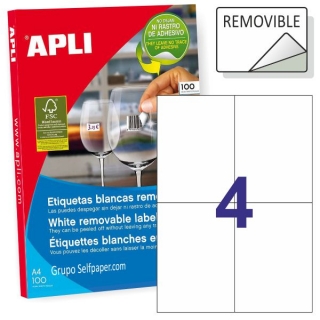 Etiquetas removibles Apli 3058, 105x148mm,