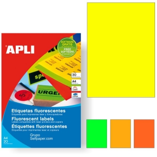 Etiquetas fluorescentes Din A4 Apli para  2878