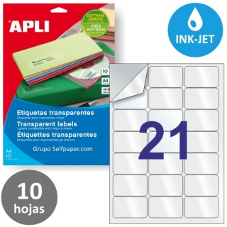 Apli 10967, Etiquetas transparentes inkjet 21x,